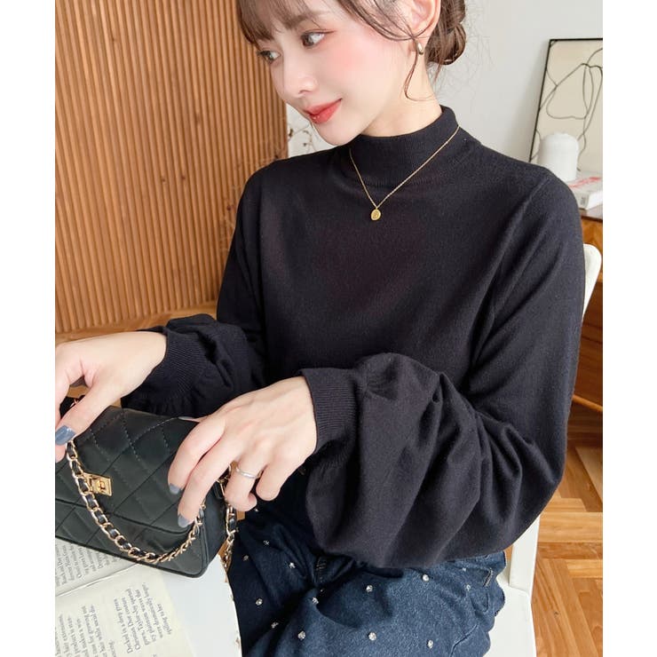 ボトルネックボリュームスリーブニットプルオーバー 12G | moment+ | 詳細画像41 