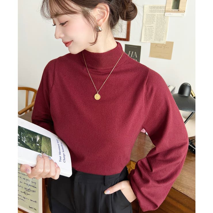 ボトルネックボリュームスリーブニットプルオーバー 12G | moment+ | 詳細画像56 