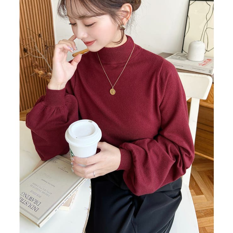 ボトルネックボリュームスリーブニットプルオーバー 12G | moment+ | 詳細画像58 