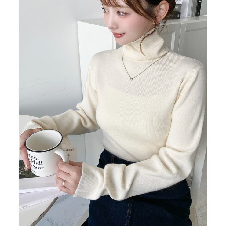 インナーハイネックタートルリブニットプルオーバー 12G | moment+ | 詳細画像11 