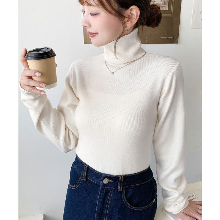 インナーハイネックタートルリブニットプルオーバー 12G | moment+ | 詳細画像12 