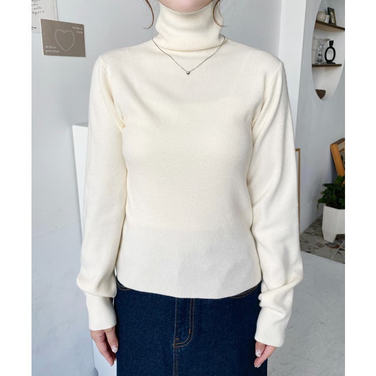 インナーハイネックタートルリブニットプルオーバー 12G | moment+ | 詳細画像15 