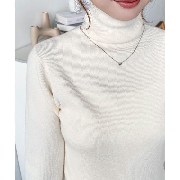 インナーハイネックタートルリブニットプルオーバー 12G | moment+ | 詳細画像16 