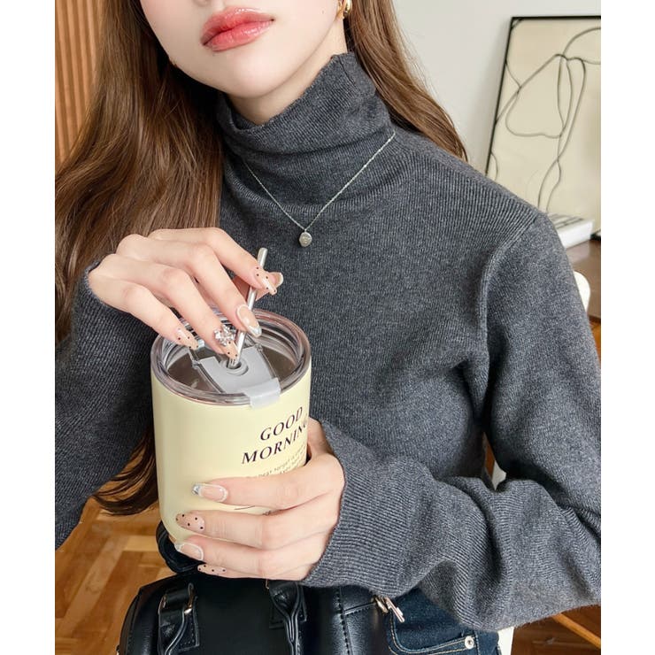 インナーハイネックタートルリブニットプルオーバー 12G | moment+ | 詳細画像20 