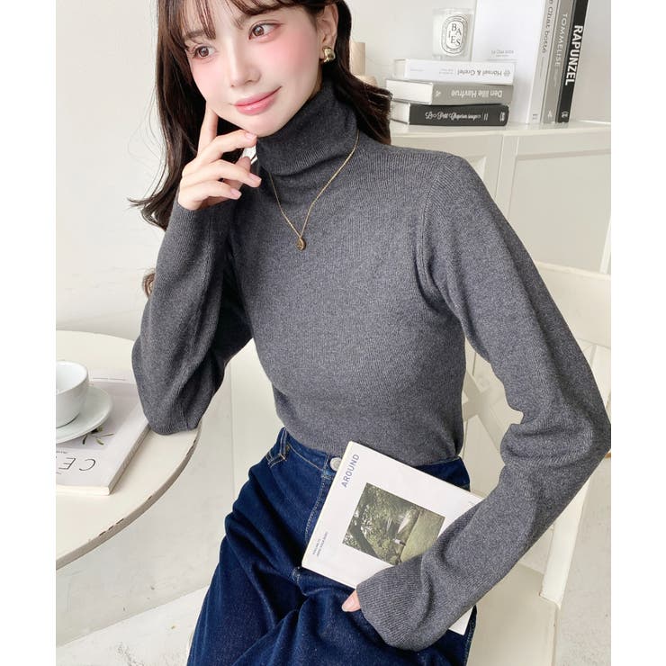 インナーハイネックタートルリブニットプルオーバー 12G | moment+ | 詳細画像26 