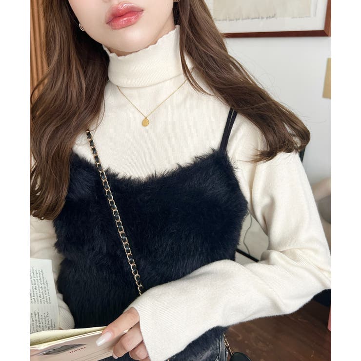 インナーハイネックタートルリブニットプルオーバー 12G | moment+ | 詳細画像3 