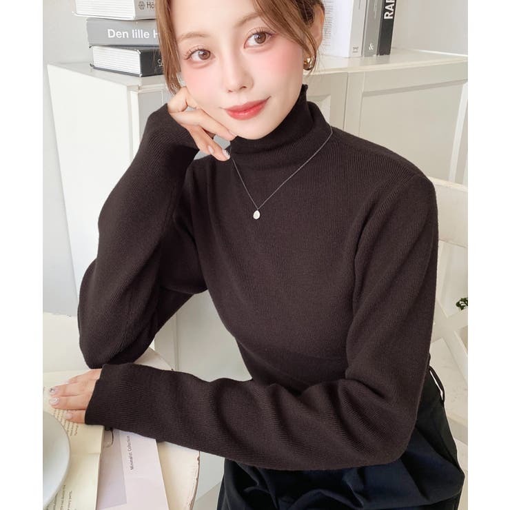 インナーハイネックタートルリブニットプルオーバー 12G | moment+ | 詳細画像39 