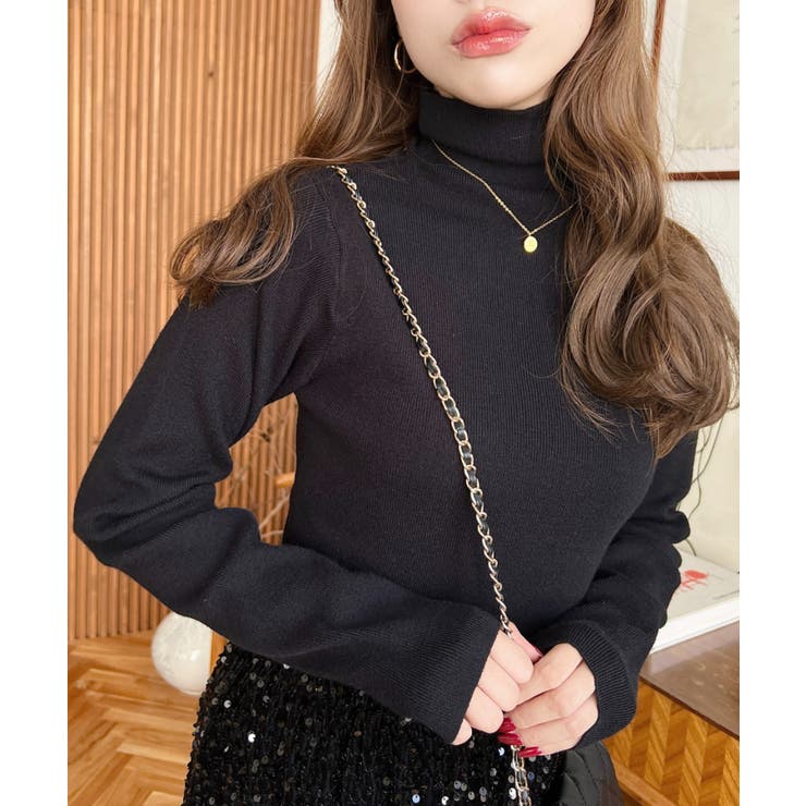 インナーハイネックタートルリブニットプルオーバー 12G | moment+ | 詳細画像40 