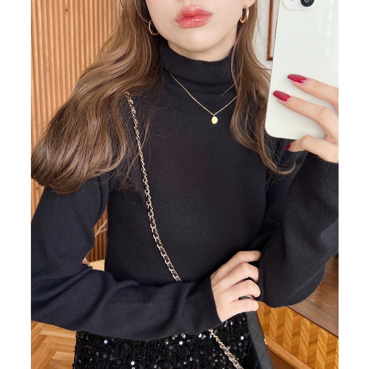 インナーハイネックタートルリブニットプルオーバー 12G | moment+ | 詳細画像43 