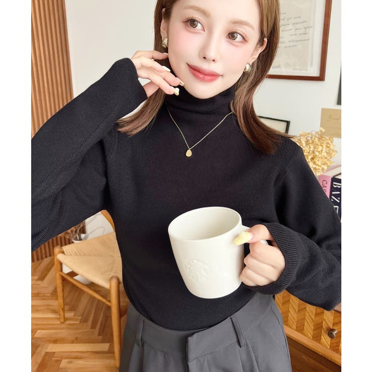 インナーハイネックタートルリブニットプルオーバー 12G | moment+ | 詳細画像44 