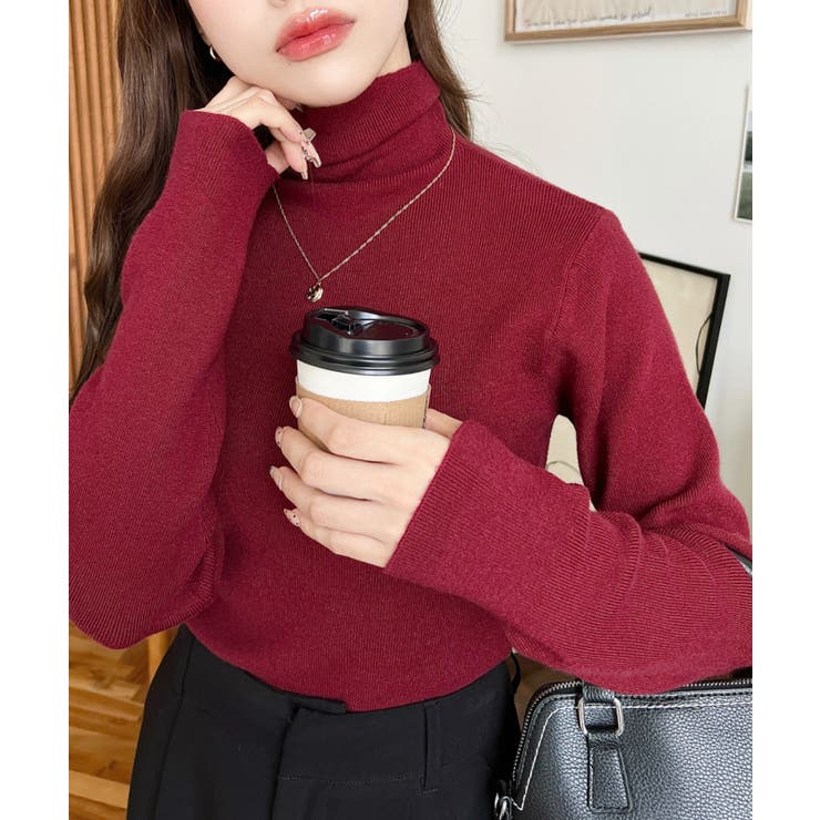 インナーハイネックタートルリブニットプルオーバー 12G | moment+ | 詳細画像48 