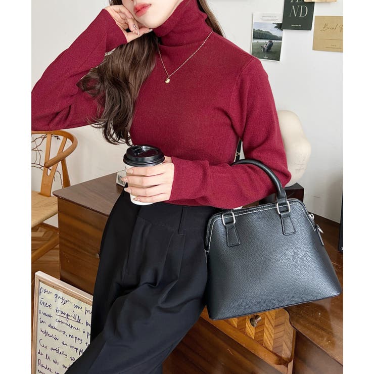 インナーハイネックタートルリブニットプルオーバー 12G | moment+ | 詳細画像52 