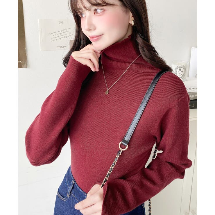 インナーハイネックタートルリブニットプルオーバー 12G | moment+ | 詳細画像53 