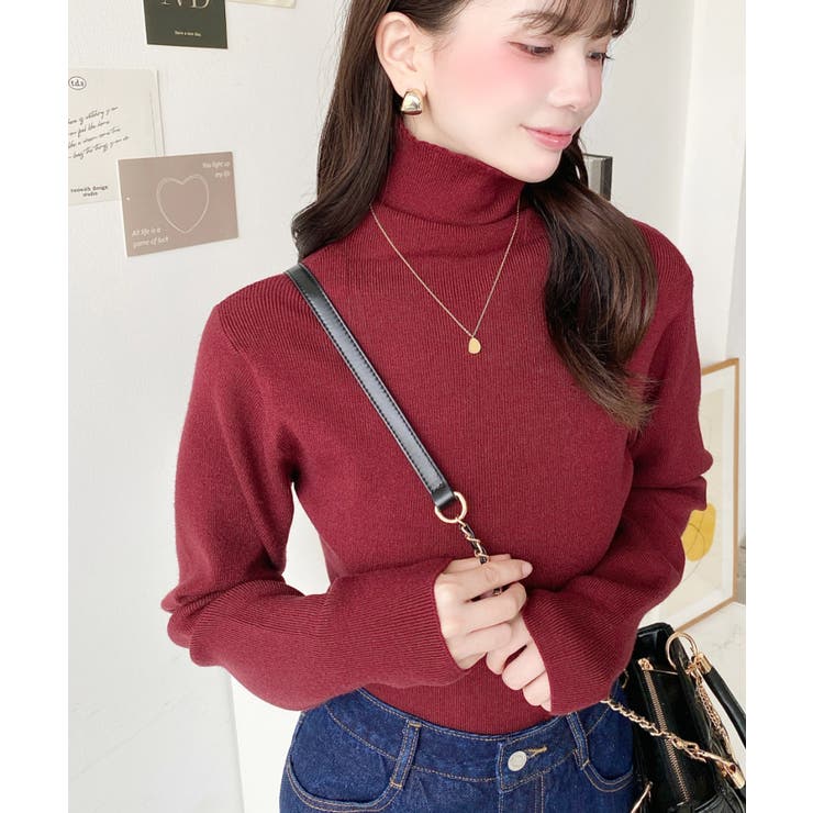 インナーハイネックタートルリブニットプルオーバー 12G | moment+ | 詳細画像54 