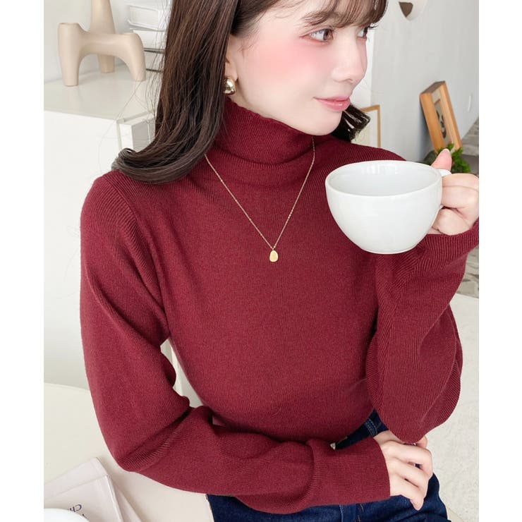 インナーハイネックタートルリブニットプルオーバー 12G | moment+ | 詳細画像56 