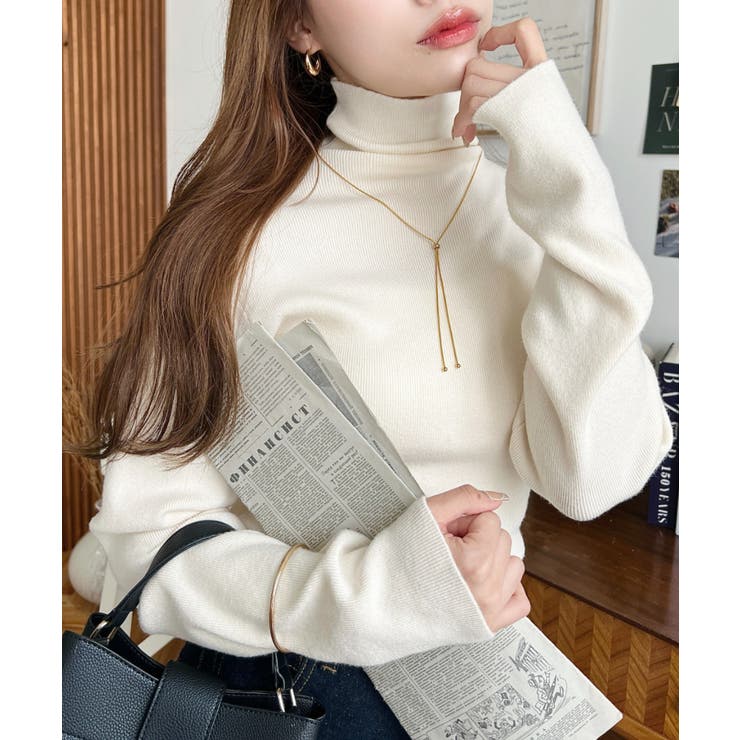 インナーハイネックタートルリブニットプルオーバー 12G | moment+ | 詳細画像6 