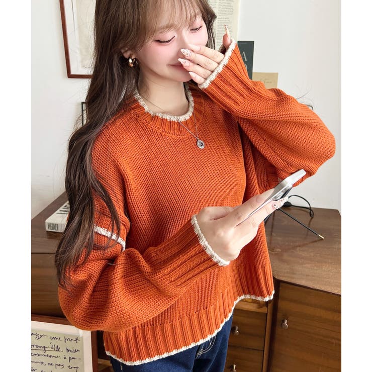 ピコ編み配色ニットプルオーバー3G | moment+ | 詳細画像64 