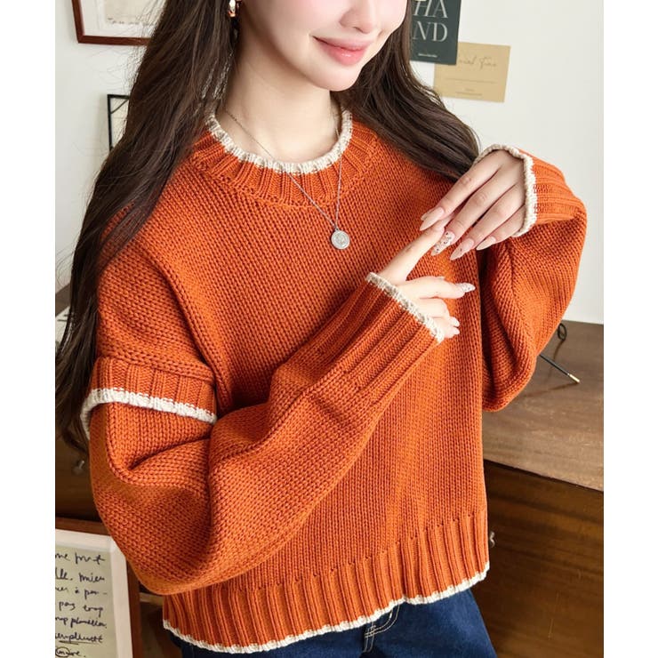 ピコ編み配色ニットプルオーバー3G | moment+ | 詳細画像66 