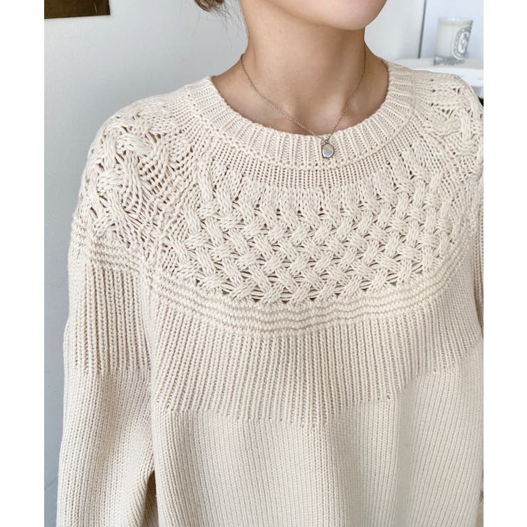 求心ケーブル編みニットプルオーバー | moment+ | 詳細画像20 