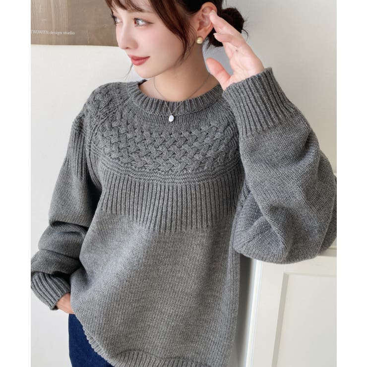 求心ケーブル編みニットプルオーバー | moment+ | 詳細画像32 