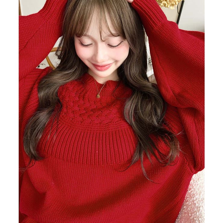 求心ケーブル編みニットプルオーバー | moment+ | 詳細画像36 