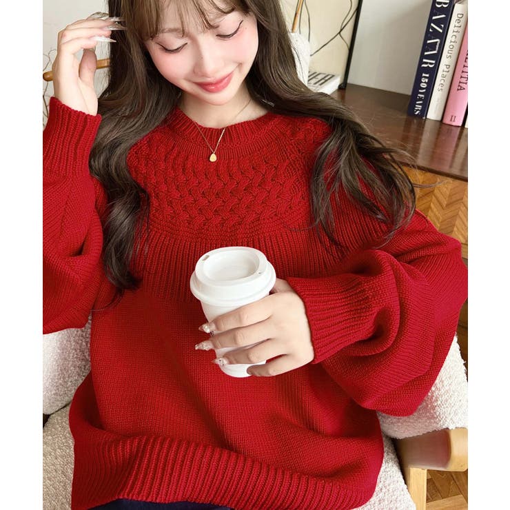 求心ケーブル編みニットプルオーバー | moment+ | 詳細画像37 