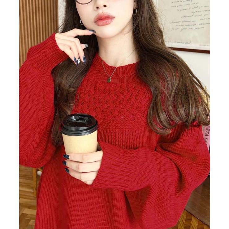 求心ケーブル編みニットプルオーバー | moment+ | 詳細画像41 