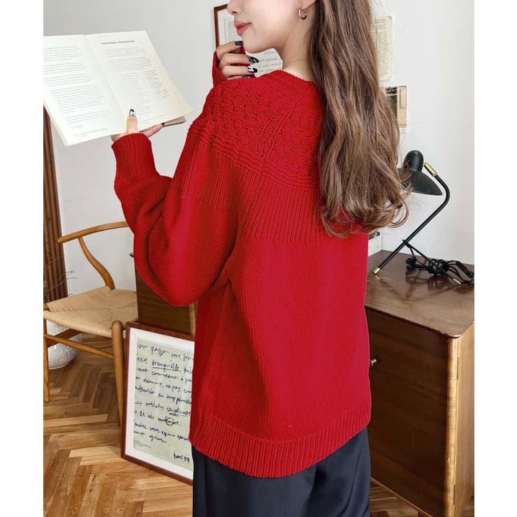 求心ケーブル編みニットプルオーバー | moment+ | 詳細画像44 