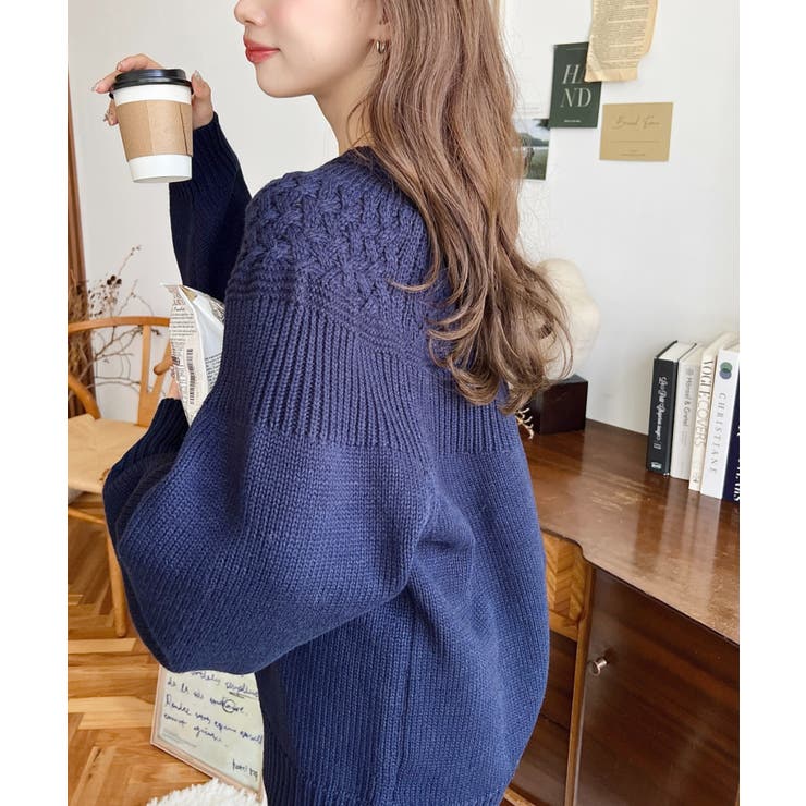 求心ケーブル編みニットプルオーバー | moment+ | 詳細画像46 