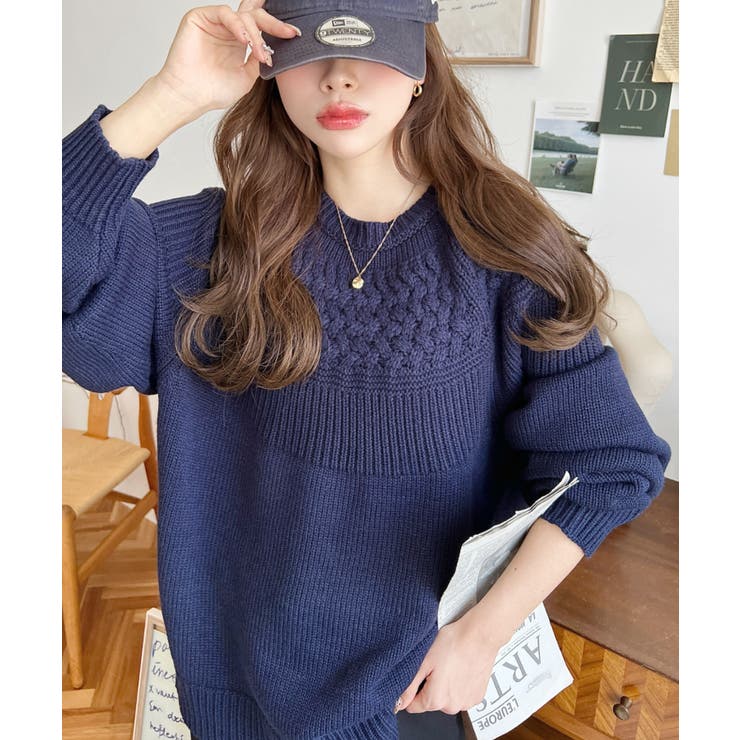 求心ケーブル編みニットプルオーバー | moment+ | 詳細画像49 