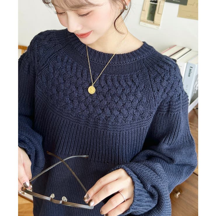 求心ケーブル編みニットプルオーバー | moment+ | 詳細画像52 