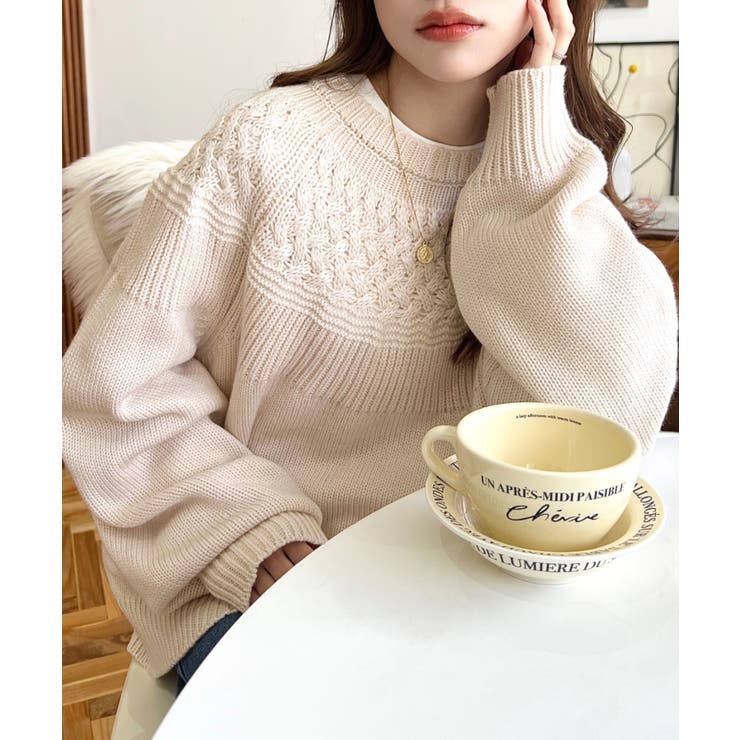 求心ケーブル編みニットプルオーバー | moment+ | 詳細画像6 