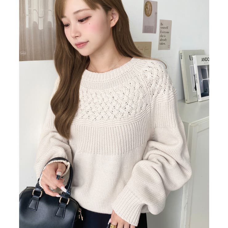 求心ケーブル編みニットプルオーバー | moment+ | 詳細画像9 