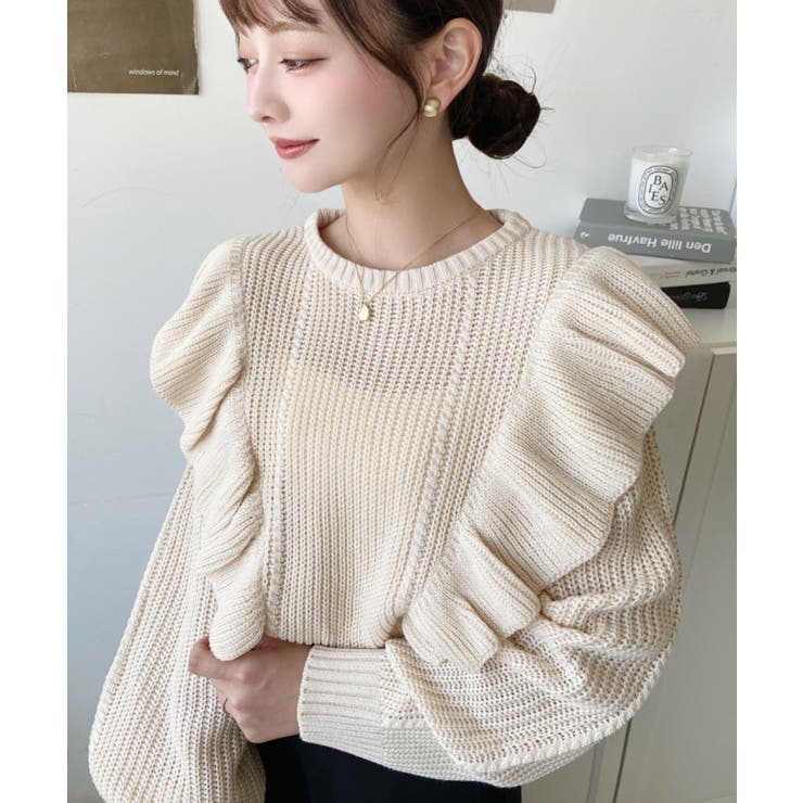 ショルダーフリルニットプルオーバー6G | moment+ | 詳細画像20 