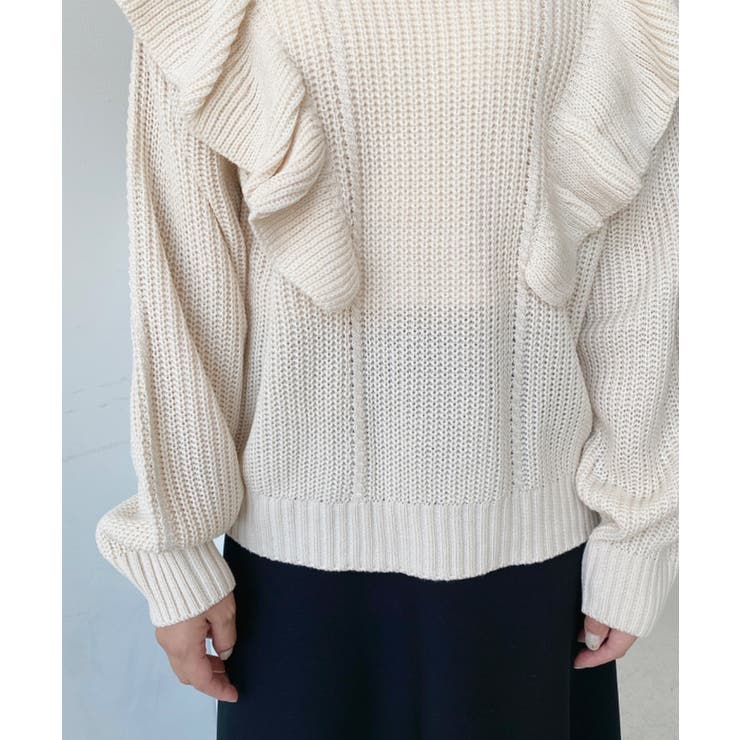 ショルダーフリルニットプルオーバー6G | moment+ | 詳細画像24 