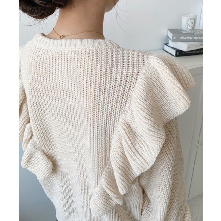 ショルダーフリルニットプルオーバー6G | moment+ | 詳細画像26 