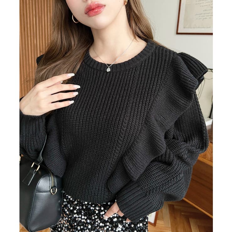 ショルダーフリルニットプルオーバー6G | moment+ | 詳細画像27 