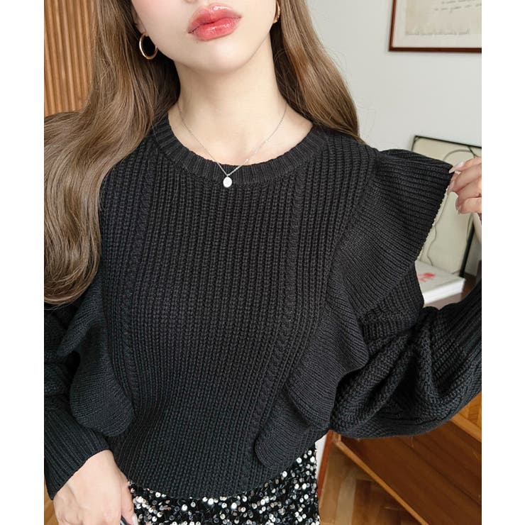 ショルダーフリルニットプルオーバー6G | moment+ | 詳細画像28 