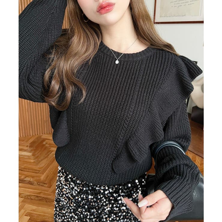 ショルダーフリルニットプルオーバー6G | moment+ | 詳細画像29 