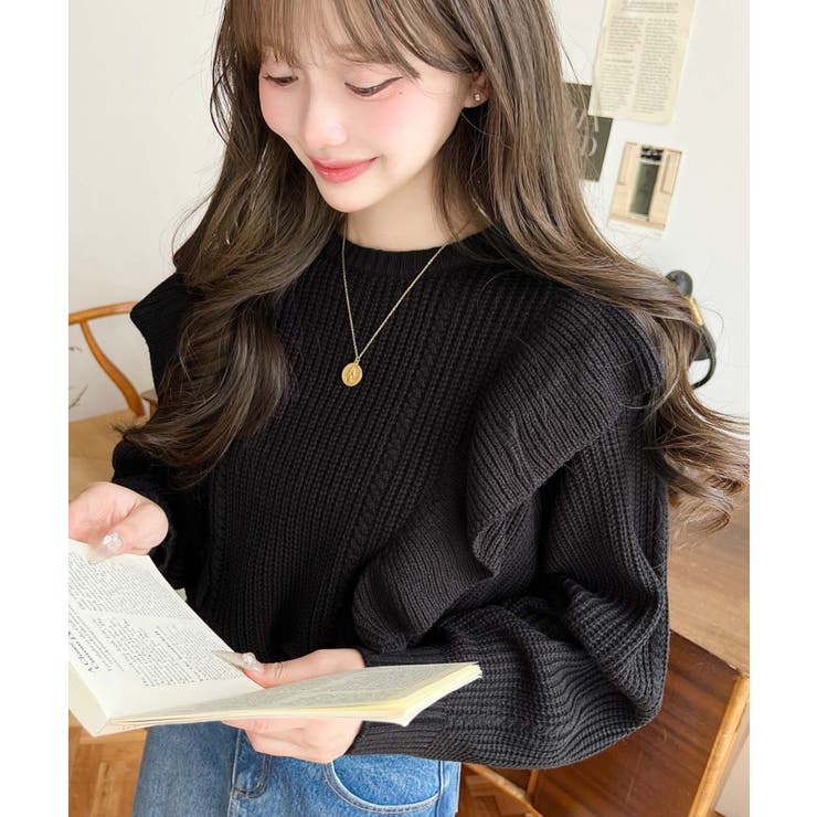 ショルダーフリルニットプルオーバー6G | moment+ | 詳細画像34 