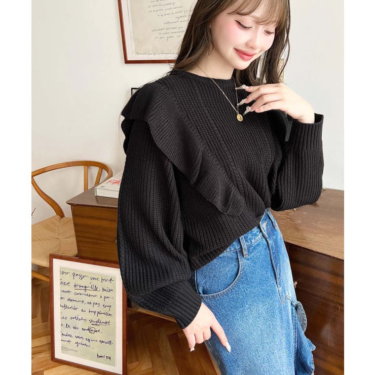 ショルダーフリルニットプルオーバー6G | moment+ | 詳細画像35 