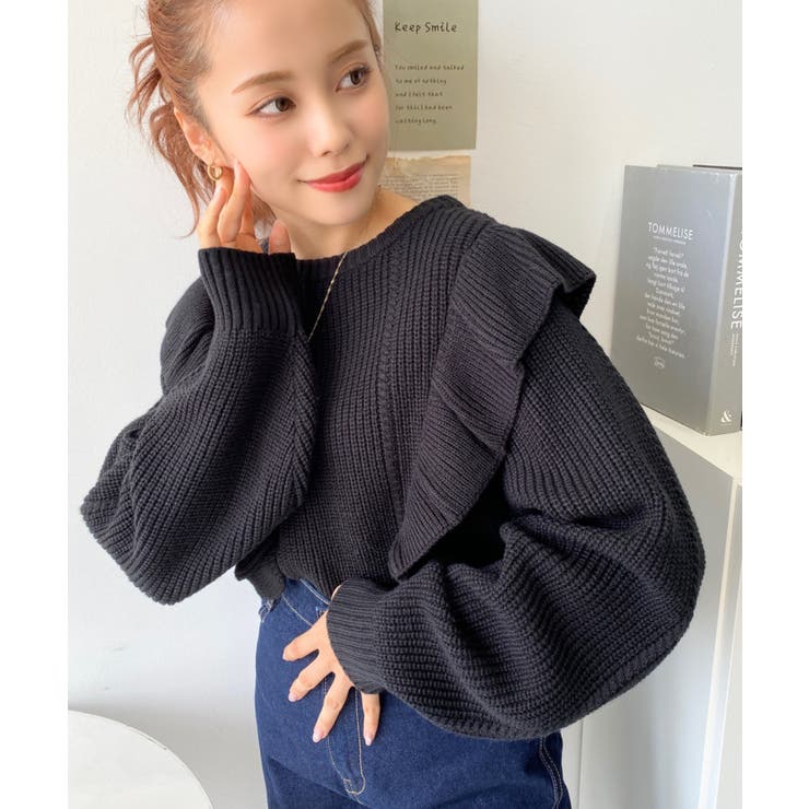 ショルダーフリルニットプルオーバー6G | moment+ | 詳細画像36 