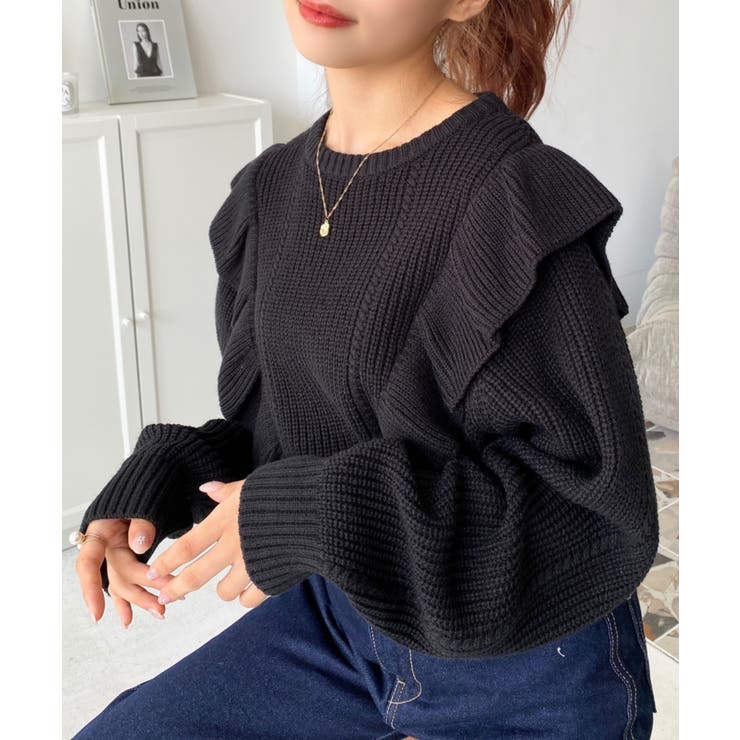 ショルダーフリルニットプルオーバー6G | moment+ | 詳細画像39 