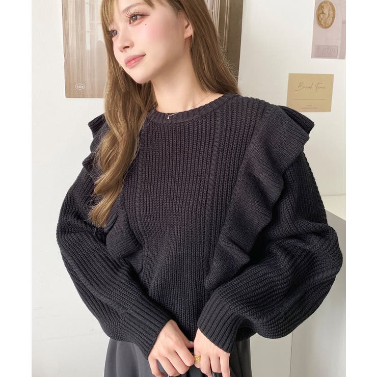 ショルダーフリルニットプルオーバー6G | moment+ | 詳細画像42 