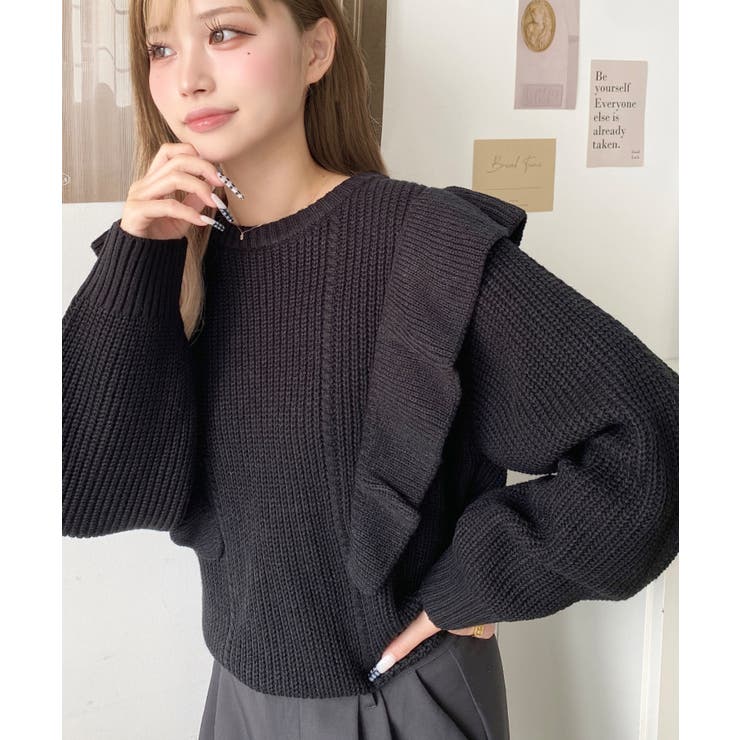 ショルダーフリルニットプルオーバー6G | moment+ | 詳細画像43 