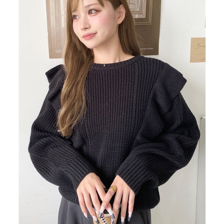 ショルダーフリルニットプルオーバー6G | moment+ | 詳細画像44 