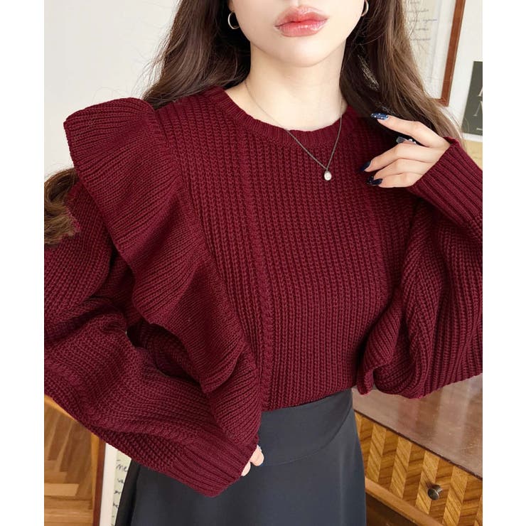 ショルダーフリルニットプルオーバー6G | moment+ | 詳細画像49 