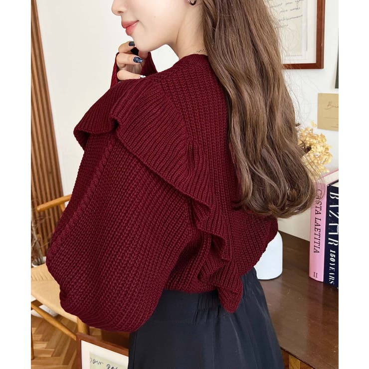 ショルダーフリルニットプルオーバー6G | moment+ | 詳細画像52 