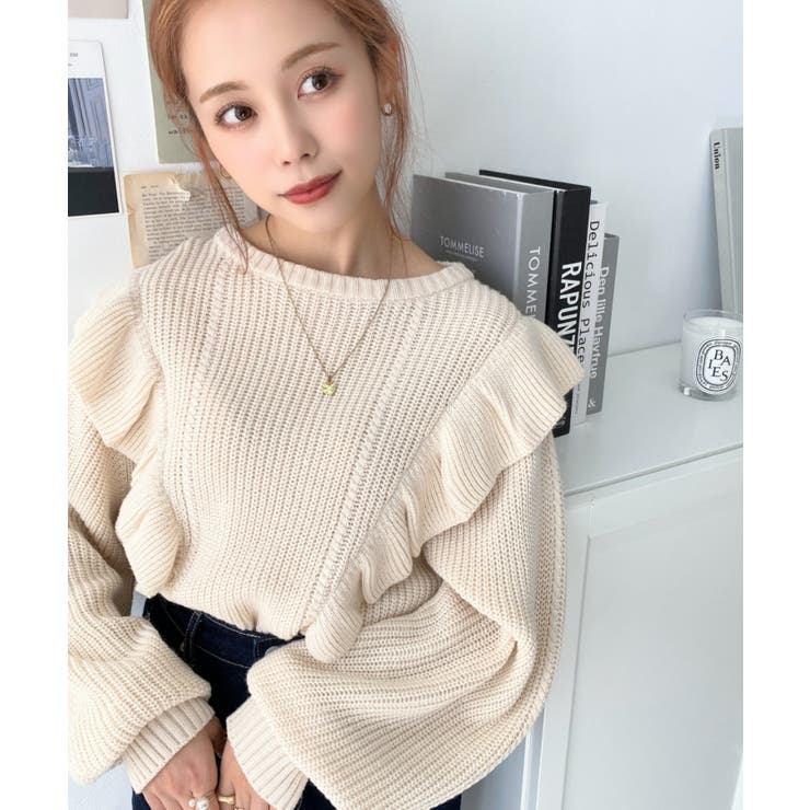 ショルダーフリルニットプルオーバー6G | moment+ | 詳細画像8 