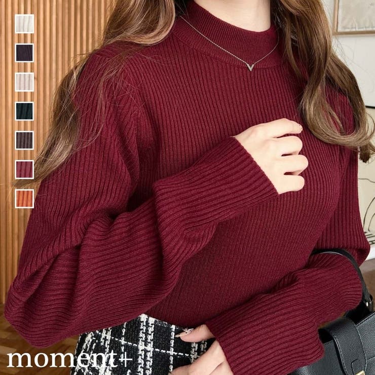 トルネックリブカラーリブニットプルオーバー12G | moment+ | 詳細画像1 
